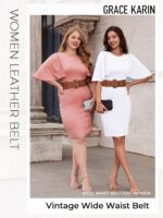 GRACE KARIN Women's Suede Elastic Belt Wide Stretchy Belt Vintage Chunky Buckle Belts S-XXL - Image 3