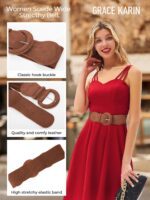 GRACE KARIN Women's Suede Elastic Belt Wide Stretchy Belt Vintage Chunky Buckle Belts S-XXL - Image 6