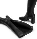DREAM PAIRS Knee High Boots for Women Square Toe Gogo Chunky Heel with Side Zip - Image 7