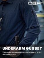 CQR Men's Polo Shirt, Long Sleeve Tactical Shirts, Outdoor UPF 50+ Pique Shirt, Dry Fit Lightweight Golf Shirts - Image 6