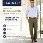 Haggar Men's Premium No Iron Khaki Classic Fit Pleat Front Regular and Big & Tall Sizes - Image 6