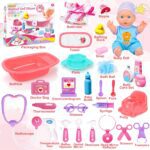 Baby Doll Care Toys, 30PCS Baby Dolls Bath Set & Doctor Kit, Pretend Play Baby Doll Set, Incl Bathtub, Bathrobe, ECG, Thermometer, Toddlers Toys Gifts for Age 3 4 5 6 Year Old Girls - Image 3