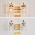 12.8-inch 2-Light, Vintage Vanity Light Brass Brushed Bathroom Fixture, E26 Socket Retro Wall lamp, Antique Brass Bathroom Light fixtures (Rust-Proof, Easy to Install, Bulb not Included) - Image 5