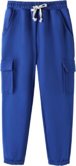 HILEELANG Boy Cargo Sweatpants 3 Pack - Kids Cotton Blend Joggers with Pockets Elastic Waistband Athletic Pants 5-15Y - Image 5