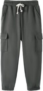 HILEELANG Boy Cargo Sweatpants 3 Pack - Kids Cotton Blend Joggers with Pockets Elastic Waistband Athletic Pants 5-15Y - Image 8