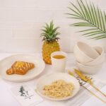 LIYH 32 Pcs Beige Wheat Straw Dinnerware Set for 8, Plastic Plates and Bowls Set, Unbreakable Dishes Set for 8, Dishwasher & Microwave Safe Reusable - Image 5