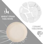 LIYH 32 Pcs Beige Wheat Straw Dinnerware Set for 8, Plastic Plates and Bowls Set, Unbreakable Dishes Set for 8, Dishwasher & Microwave Safe Reusable - Image 7