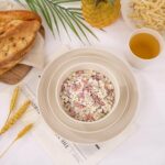 LIYH 32 Pcs Beige Wheat Straw Dinnerware Set for 8, Plastic Plates and Bowls Set, Unbreakable Dishes Set for 8, Dishwasher & Microwave Safe Reusable - Image 9