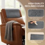 Recliner Headrest Protector,Non Slip Waterproof Headrest Cover,Leather Recliner Headrest Cover for Sofa,Furniture,Living Room,Office Chair (Dark Gray) - Image 3