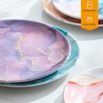UNK U 10.5-Inch Marble Melamine Plates Set of 6, Modern Marble Dinner Plates with Gold Accents, Dishwasher Safe Decorative Plates for Wedding, Party & Everyday Dining - Image 4