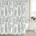 Sage Green Botanical Plant Shower Curtain Vintage Fern Leaf Leaves Boho Herbs Floral Nature Tropical Retro Rustic Farmhouse Aesthetic Modern Rural Fabric Bathroom Curtain Set with Hook - Image 3