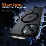 ORETECH Magnetic for iPhone 15 Case, [Compatible with MagSafe][2 Pcs Screen Protectors][15 FT Drop Protection] Frosted Translucent Back, Shockproof, Anti-Scratch Phone Case for iPhone 15, Black - Image 6