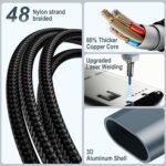 Travel Essentials,Multi Charging Cable for Apple Watch Charger/iPhone Charger/Samsung Charger,Airplane Gadgets RV Essentials for iWatch Ultra/10-2/iPhone 17-11/Samsung S25-S20,airPods,Car-4FT Black - Image 8