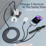 Travel Essentials,Multi Charging Cable for Apple Watch Charger/iPhone Charger/Samsung Charger,Airplane Gadgets RV Essentials for iWatch Ultra/10-2/iPhone 17-11/Samsung S25-S20,airPods,Car-4FT Black - Image 9