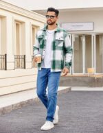 COOFANDY Men's Flannel Jacket Fleece Shacket Plaid Shirt Jackets Warm Thick Long Sleeve Button Down Fall Outwear - Image 4