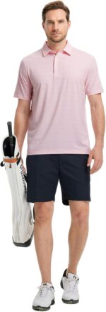 Rouen Polo Shirts for Men Dry Fit Performance Heather Stripe Golf Polo Moisture Wicking Lightweight Breathable Golf Shirts - Image 7