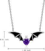 Fenthring Halloween Bat Necklace for Women Sterling Silver Goth Black Bat Pendant Necklaces Vampire Witch Bats Jewelry Holiday - Image 4