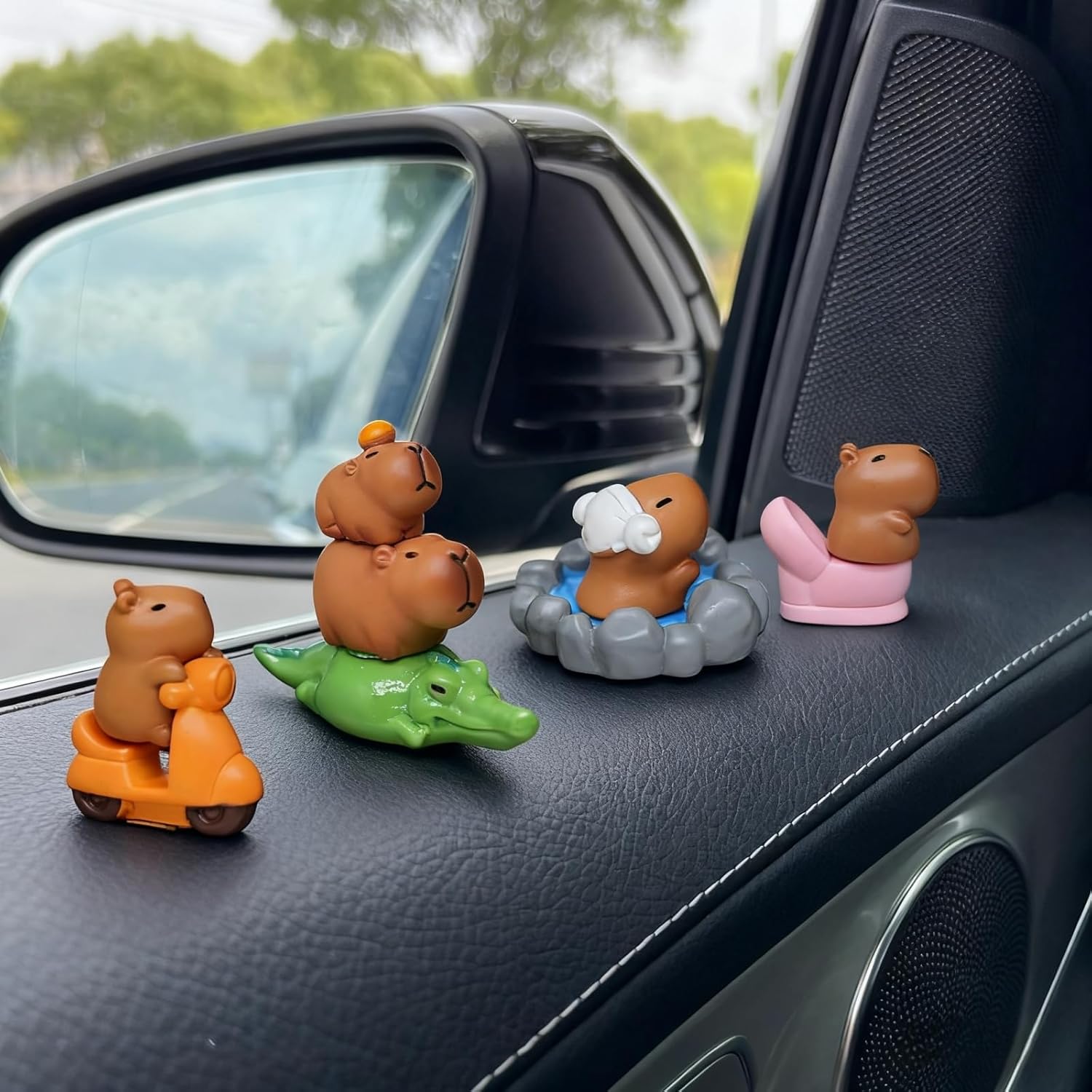 6 Pcs Capybara Car Dashboard Decorations, Mini Capybara Car Rearview Mirror Accessories, Cute Car Interior Accessories Office Home Decor for Women Gifts - Image 4