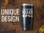 Onebttl Board Game Lovers Gifts, Gifts for Board Gamers, 20oz Stainless Steel Black Insulated Tumbler with Lid & Straw, Black - I Read the Rules, So You Don't Have to - Image 3