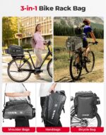 KEMIMOTO Bike Bag 40L EVA Hard Shell, Upgraded Ebike Rear Rack Bag with Waterproof Cover, Bicycle Trunk with Multi-layer Insulation for Commuter Travel Outdoor - Image 7