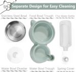 Dog Bowls, Puppy Cat Food and Water Bowl Set with Water Dispenser and Stainless Steel Bowl Detachable Gravity Pet Feeder and Waterer Set for Cats Dogs Puppy Rabbit (Grey) - Image 5