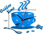 Atyhao DIY Acrylic Wall Clock with Mute Coffee Cup Shape Sticker, Hollow Numeral Clock for Decoration (Blue) - Image 3