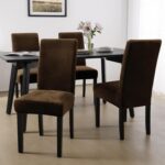 MOSAYT Velvet Dining Chair Covers Set of 4 - Soft Stretch Slipcovers with Thick Removable Fabric for Parsons Chairs, Washable Seat Protectors for Kitchen, Banquet & Home Decor, Coffee - Image 3