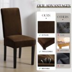 MOSAYT Velvet Dining Chair Covers Set of 4 - Soft Stretch Slipcovers with Thick Removable Fabric for Parsons Chairs, Washable Seat Protectors for Kitchen, Banquet & Home Decor, Coffee - Image 5