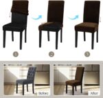 MOSAYT Velvet Dining Chair Covers Set of 4 - Soft Stretch Slipcovers with Thick Removable Fabric for Parsons Chairs, Washable Seat Protectors for Kitchen, Banquet & Home Decor, Coffee - Image 7