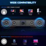 Jeecoo A40 Bluetooth Computer Speakers with Clear Sound, USB Plug & Play PC Speakers with LED Light, Computer Sound Bar with Switch Button for Desktop Laptop Monitor (USB-C Adapter Included) - Image 5