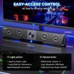 Jeecoo A40 Bluetooth Computer Speakers with Clear Sound, USB Plug & Play PC Speakers with LED Light, Computer Sound Bar with Switch Button for Desktop Laptop Monitor (USB-C Adapter Included) - Image 6