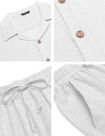 COOFANDY Men 2 Piece Linen Outfit Beach Button Down Shirt Casual Loose Pant Sets - Image 6