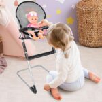 deAO Baby Doll Accessories Baby Doll Playset Furniture Set Baby Doll Crib High Chair Diaper Bag Nursery Playset Pretend Play Role Play Set Christmas Birthday Gifts for Kids Girls Boys - Image 4
