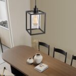 Black Pendant Lights for Kitchen Island Industrial Lantern Pendant Light Fixtures with Clear Glass Shade, Farmhouse Adjustable Height Hanging Pendant Lighting - Image 4