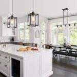 Black Pendant Lights for Kitchen Island Industrial Lantern Pendant Light Fixtures with Clear Glass Shade, Farmhouse Adjustable Height Hanging Pendant Lighting - Image 5
