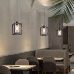 Black Pendant Lights for Kitchen Island Industrial Lantern Pendant Light Fixtures with Clear Glass Shade, Farmhouse Adjustable Height Hanging Pendant Lighting - Image 6