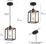 Black Pendant Lights for Kitchen Island Industrial Lantern Pendant Light Fixtures with Clear Glass Shade, Farmhouse Adjustable Height Hanging Pendant Lighting - Image 9