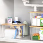 Trash Bag Dispenser Holder - 2 in 1 Clear Acrylic Plastic Garbage Bags Container With Bamboo Lid Storage Box for Kitchen Pantry Laundry Room Organization, Large Trash Bag Organizer Under Sink - Image 6