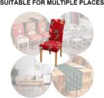 Hiflyer Christmas Chair Covers Set of 6, Christmas Seat Covers Kitchen Chair Covers for Dining Chairs, Santa Chair Covers Christmas Decorations Clearance, Forros para Sillas De Comedor (6, Red B) - Image 5