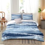 Teal Blue Abstract Comforter Set Modern Art Painted Printed Quilt Bedding Set with 1 Comforter and 2 Pillow for Bedroom Dormroom All Season Queen 90x90inches - Image 7