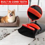 Broom and Dustpan Set, Broom with Dustpan Combo Set 54-in Long Adjustable Handle with Dust Pan Combo Teeth for Home Office Kitchen Lobby Floor Pet Hair Indoor&Outdoor Cleaning - Image 6