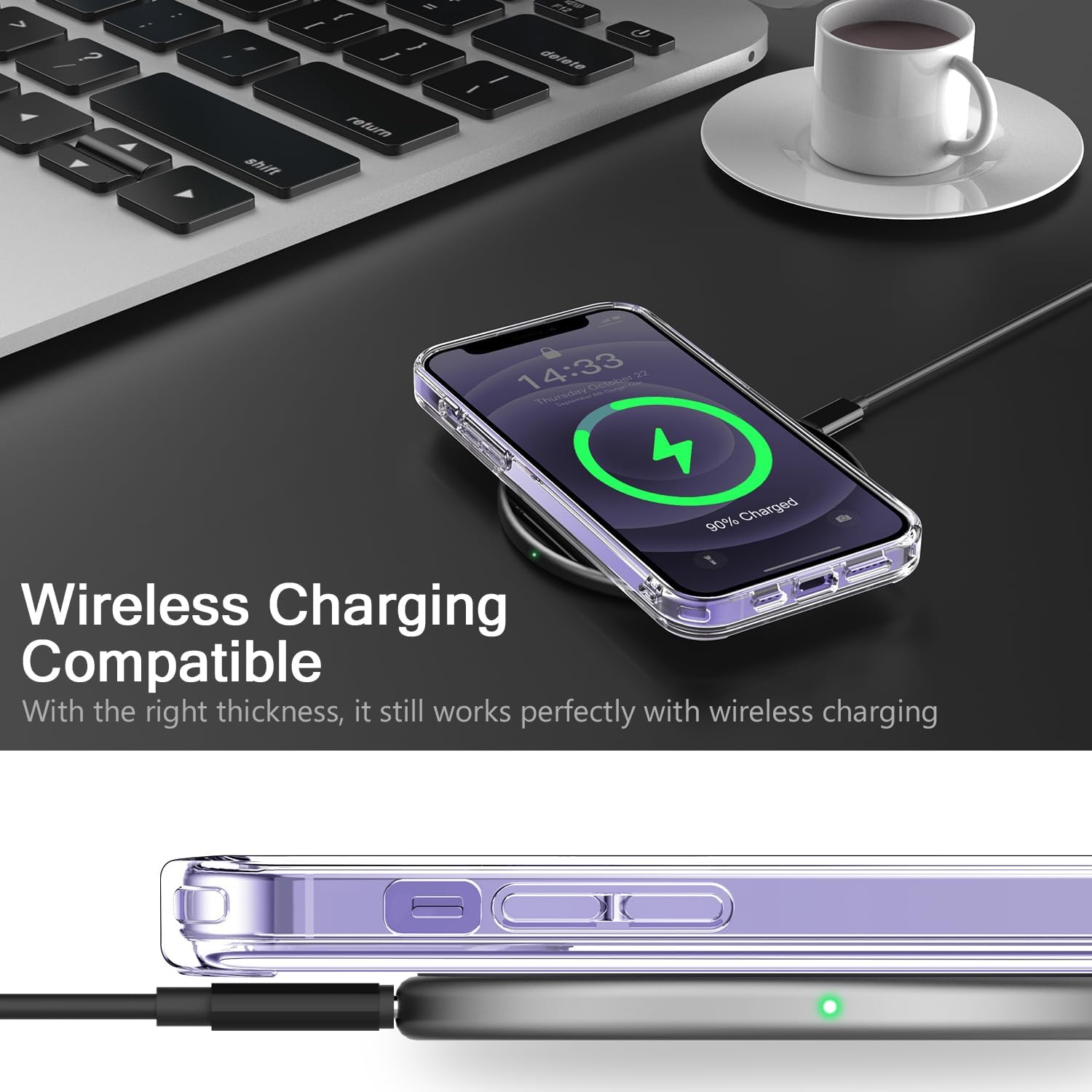 bicol for iPhone 12 Mini Case with Screen Protector and Camera Lens Protector - Fashionable Flower Floral Designs for Women Girls - Shockproof Acrylic Clear Phone Cover 5.4" - Colorful Succulents - Image 5