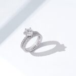 Amazon Essentials Platinum or Gold Plated Sterling Silver Round Ring Set made with Infinite Elements Zirconia - Image 4