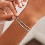 OSIANA Dual-Strand Gemstone Bracelet for Women, 14K Gold Plated Layered Natural Stone Beads Boho Handmade Summer Jewelry - Image 3