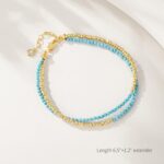 OSIANA Dual-Strand Gemstone Bracelet for Women, 14K Gold Plated Layered Natural Stone Beads Boho Handmade Summer Jewelry - Image 6