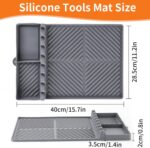 Griddle Mat Barbeque Grill Accessories Tools for Blackstone, Side Shelf Mat Grill Pad for Outdoor Grill Kitchen Counter Spatula Silicone Mat with Drip Pad for Kitchen, Cooking, Countertop (Grey) - Image 3