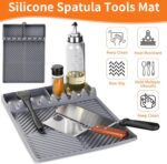 Griddle Mat Barbeque Grill Accessories Tools for Blackstone, Side Shelf Mat Grill Pad for Outdoor Grill Kitchen Counter Spatula Silicone Mat with Drip Pad for Kitchen, Cooking, Countertop (Grey) - Image 5