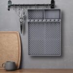 Griddle Mat Barbeque Grill Accessories Tools for Blackstone, Side Shelf Mat Grill Pad for Outdoor Grill Kitchen Counter Spatula Silicone Mat with Drip Pad for Kitchen, Cooking, Countertop (Grey) - Image 6
