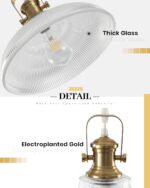 Gold Glass Pendant Lights Kitchen Island, 12in, Modern Kitchen Pendant Lights Fixture, Farmhouse Pendant Lighting for Dining Room Bedroom Bar Sink, 2 Pack - Image 5