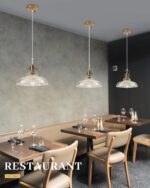 Gold Glass Pendant Lights Kitchen Island, 12in, Modern Kitchen Pendant Lights Fixture, Farmhouse Pendant Lighting for Dining Room Bedroom Bar Sink, 2 Pack - Image 9